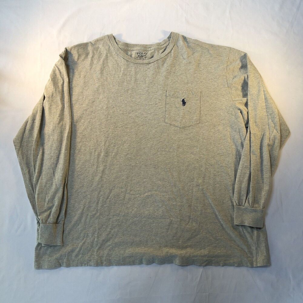 Polo Ralph Lauren Long Sleeve Men's XXL Gray Pocket Logo Pony T-Shirt